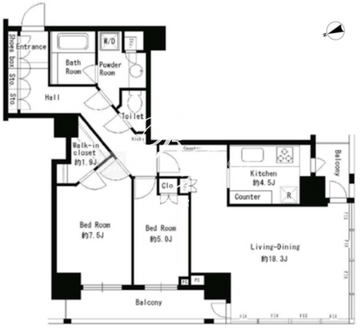 パークタワー芝浦ベイワードアーバンウイング 1305 間取り図