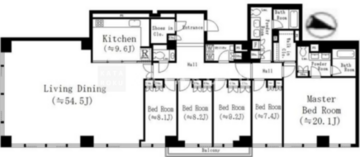 レジディア市谷砂土原 S-201 間取り図