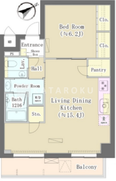 メゾンドタカヤ 206 間取り図