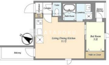 グランカーサ千駄木 407 間取り図