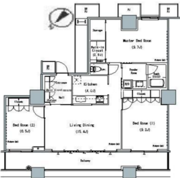 ザ・東京タワーズミッドタワー 523 間取り図