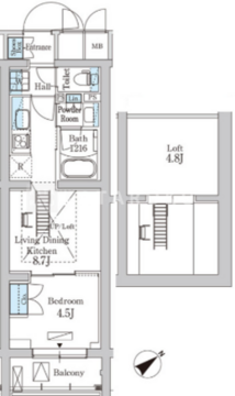 パークアクシス北千束MOCXION 402 間取り図