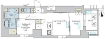 ブリリアイスト浅草 1105 間取り図