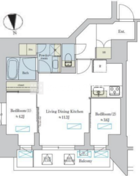 ブリリアイスト浅草 304 間取り図