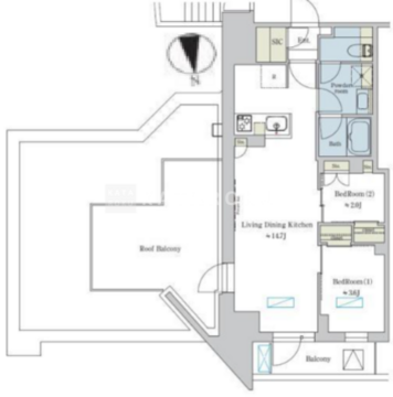ブリリアイスト浅草 1503 間取り図