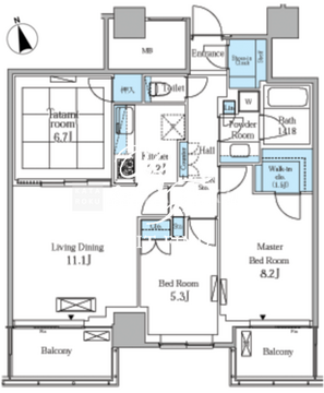 レジディアタワー目黒不動前 2409 間取り図