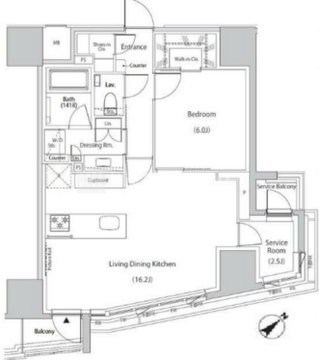 ザ・パークハビオ市ヶ谷ウエスト 1205 間取り図