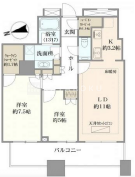 クレストプライムタワー芝 3002 間取り図