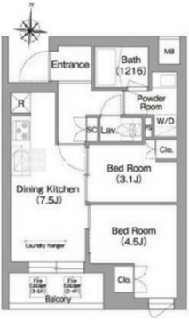 コンフォリア・リヴ南品川 509 間取り図