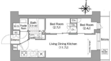 コンフォリア・リヴ南品川 802 間取り図