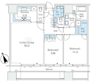 麻布台ヒルズレジデンスＢ棟 2812 間取り図