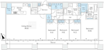 麻布台ヒルズレジデンスＢ棟 2811 間取り図