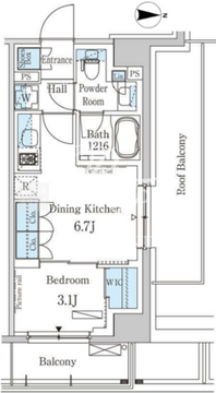 パークアクシス木場キャナルウエスト 1203 間取り図