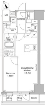 ザ・パークハビオ日本橋茅場町 808 間取り図