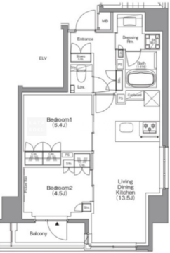 ザ・パークハビオ本所吾妻橋 801 間取り図
