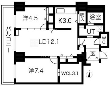 シティコート目黒 4-1007 間取り図