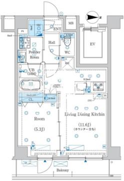 エストゥルース両国2 103 間取り図