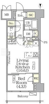ザ・パークハビオ神楽坂レジデンスサウス 824 間取り図