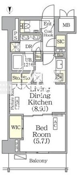 ザ・パークハビオ神楽坂レジデンスサウス 825 間取り図