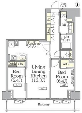 ザ・パークハビオ神楽坂レジデンスサウス 1004 間取り図