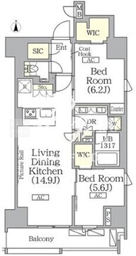 ザ・パークハビオ神楽坂レジデンスサウス 1012 間取り図