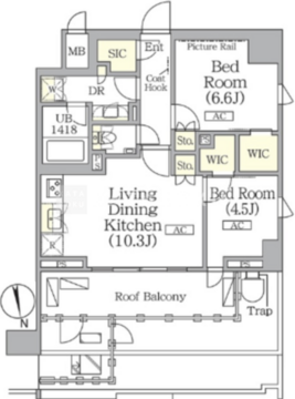 ザ・パークハビオ神楽坂レジデンスサウス 1027 間取り図