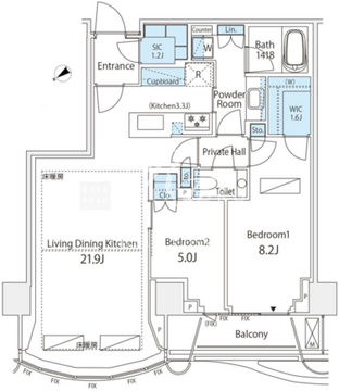 パークコート神宮北参道ザタワー 1107 間取り図