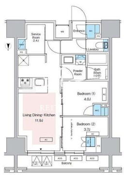プレディアコート錦糸町スカイビュー 1303 間取り図