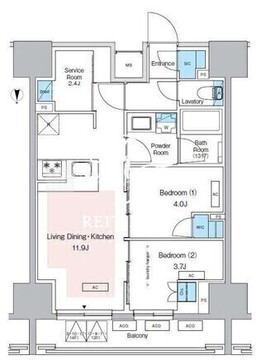プレディアコート錦糸町スカイビュー 1402 間取り図