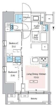 プレディアコート錦糸町スカイビュー 1404 間取り図