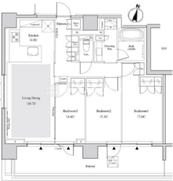 ザ・パークハビオ代々木 901 間取り図