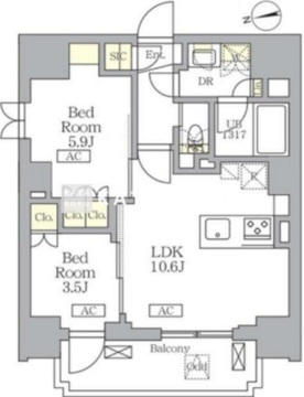 ザ・ライオンズフォーシア文京湯島 804 間取り図