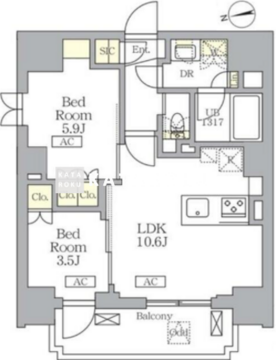 ザ・ライオンズフォーシア文京湯島 404 間取り図