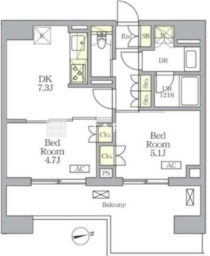 ザ・ライオンズフォーシア文京湯島 1202 間取り図