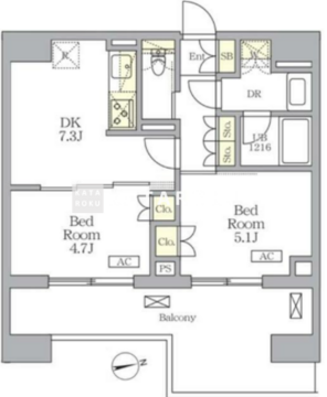 ザ・ライオンズフォーシア文京湯島 1302 間取り図