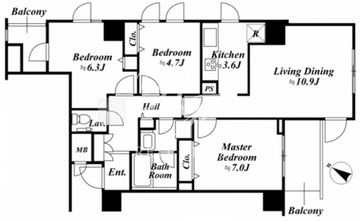 アクロス目黒タワー 701 間取り図