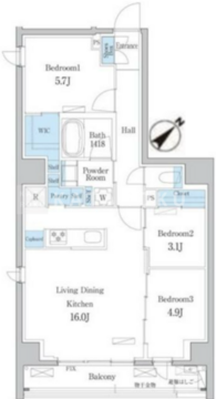 デュオフラッツ板橋大山 203 間取り図