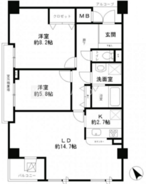レジディア六本木檜町公園 401 間取り図