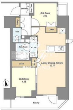 グランカーサ船堀2 1403 間取り図