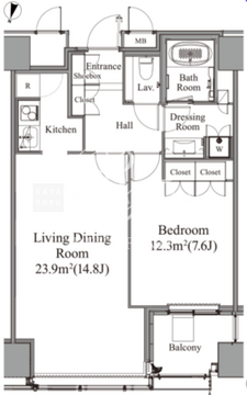 セントラルパークタワー・ラ・トゥール新宿 1404 間取り図