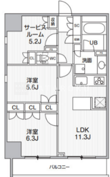 グランエール西日暮里ノース 1402 間取り図