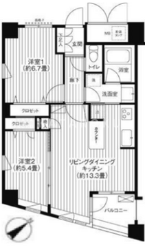 コスモリード新宿余丁町 407 間取り図