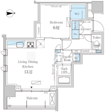 パークアクシス池田山 708 間取り図
