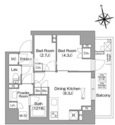 コンフォリア・リヴ門前仲町EAST 903 間取り図