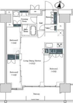 ブルックサイドレジデンス木場 1407 間取り図