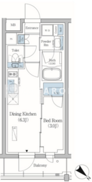 プライムブリス品川旗の台 207 間取り図