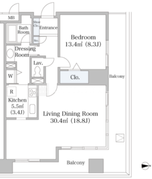 ヨコソーレインボータワーハイツ 1806 間取り図