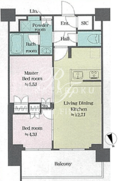 ウエリスアーバン水天宮前 1305 間取り図