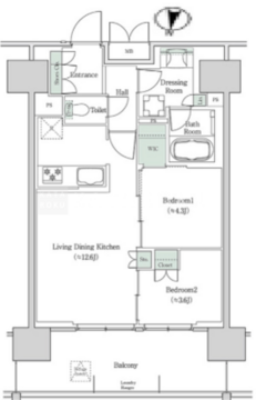 ブルックサイドレジデンス木場 1222 間取り図