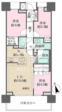 ザ・パークハウス浅草 403 間取り図